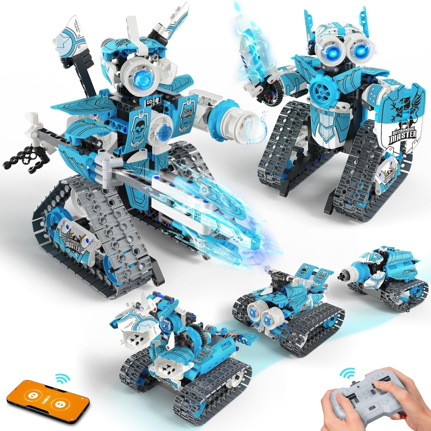 Opmind 5 in 1 STEM RC Robot Building Kit, 408PCS APP & Remote Control Blocks DIY Engineering Robotics, Erector Science Set for Kids Age 6 7 8 9 10 11...